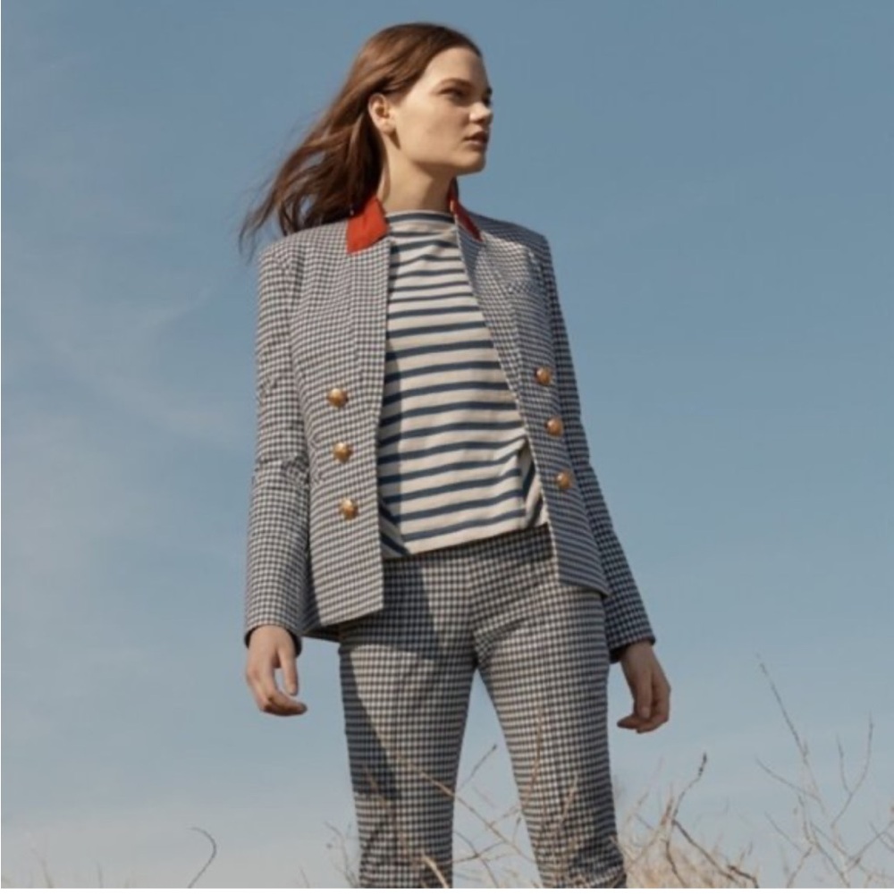 Veronica Beard Navy Checkered Blazer Jacket 6